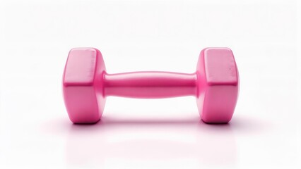 Vibrant pink dumbbell for fitness motivation and strength training goals, perfect for promoting a healthy lifestyle and gym advertisements