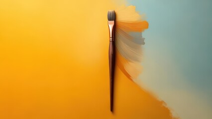 Modern art brush with flowing paint streaks on vibrant colorful backdrop brings creative energy for design projects or artistic presentations now