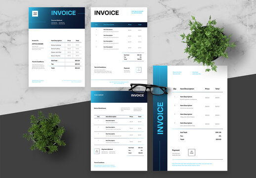 Gradient Blue And Black Invoice 