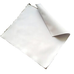 White Paper Sheet with Rolled Corner and Rough Edges Glitches torn ripped isolated on a transparent background