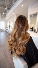 Woman hair with balayage coloring and styling in beauty salon &ndash; concept of hairstyle, fashion and beauty care