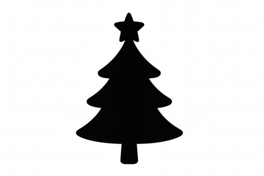 Christmas tree silhouette with star on top, representing holiday celebration and winter season, transparent background