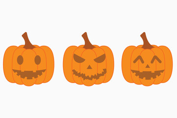 Orange pumpkin with smile on white background. Suitable for halloween decoration.