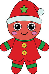Festive gingerbread man christmas character vector illustration scalable eps for seasonal designs vector
