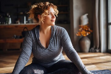 Woman practicing yoga for wellness and mindfulness at home
