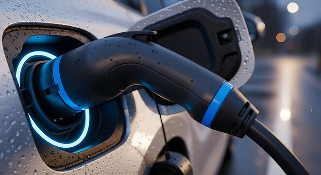 Electric Vehicle Charging Station Close Up.