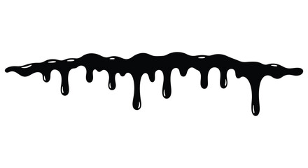 Abstract black dripping liquid shape against a plain white background silhouette