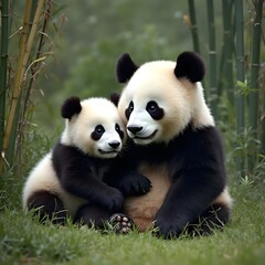 giant panda eating bamboo