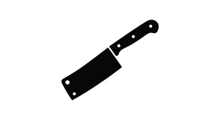 A simple black kitchen cleaver design against white background silhouette