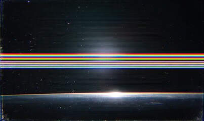 Cosmic glitch art; rainbow band across space