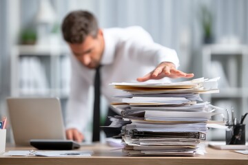 worker with a lot of papers