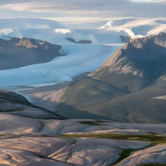 mountain landscape with lake and mountains