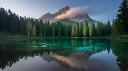 reflection of trees in the lake