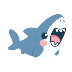 Naklejka premium Cartoon Shark with Open Mouth