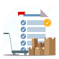 Inventory management concept. Organize and control inventory of goods or products before delivery with checklist form and excellent badge