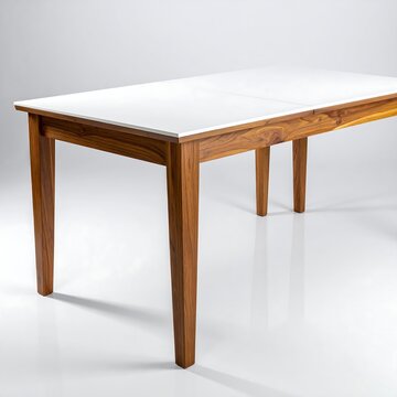 Wooden dining table with white top