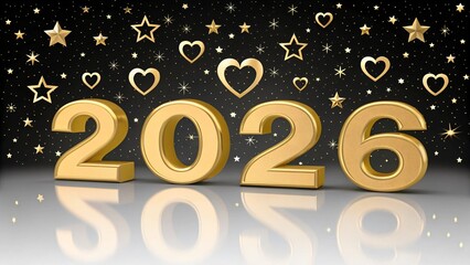 Happy New Year 2026 Celebration with Stars and Sparkles