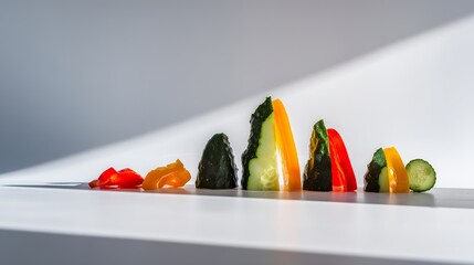 A vibrant arrangement of fresh fruits and vegetables, artfully composed under natural daylight. menu design, packaging mockups, designed for food delivery and cloud-kitchen brand materials.
