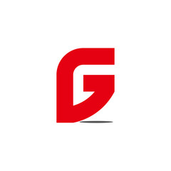 letter g simple geometric unique shape red shadow logo vector