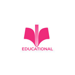 book open flower shape simple education logo vector