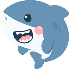 Cartoon Illustration of a Cute Shark