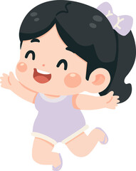 Obraz premium Illustration of Happy Girl Jumping with Joy