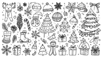 Obraz premium Christmas doodle collection
