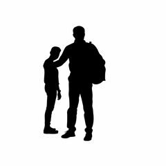 School counselor silhouette offering a supportive handshake on white background