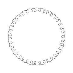 Round curly frame. Doodle pattern border. vector illustration