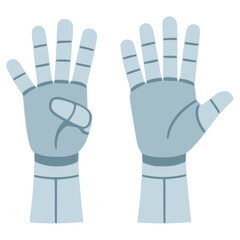 Obraz premium robot hand count number 4 and 5 gesture flat color vector illustration template design