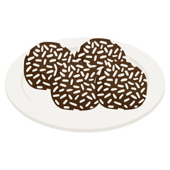 Chokladbollar Swedish chocolate balls flat color vector illustration template design