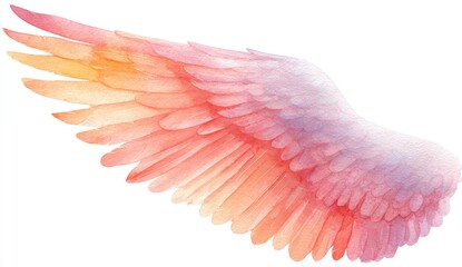 Fototapeta premium Watercolor angel wing, ombre colors
