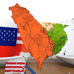 Taiwan map with surrounding regions