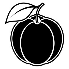 Vector illustration of an  apricot silhouette on transparent background