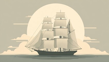 Vintage sailing ship at sunset (1)