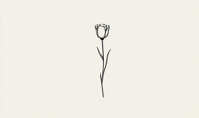 Simple, minimalist line drawing of a single rosebud