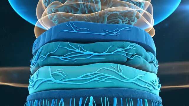 Detailed 3D Animation of Human Brain and Nervous System Activity with Neural Networks and Anatomical Layers