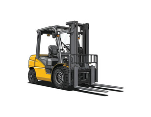 Powerful Yellow Forklift Heavy-Duty Industrial Vehicle Vector Illustration
