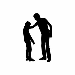School counselor silhouette helping student manage anger on white background silhouette