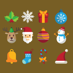 Christmas ornament icons collection set for holiday design