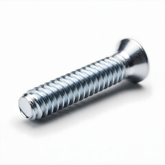 Sleek Silver Screw on Plain White Surface with Sharp Details