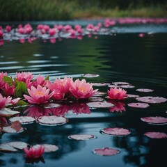 pink flowers in the water
