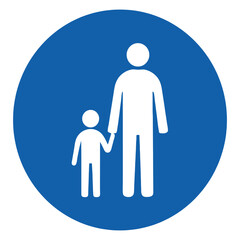 Parent and child holding hands icon represents family care safety and guidance symbol 