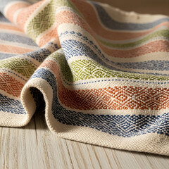 Intricate Handcrafted Hammam Towel on Wooden Surface
