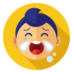 Yellow emoji with closed eyes blowing nose into a white tissue expression sickness