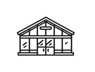 Clean Minimal Vector Greenhouse Icon in Professional Thin Line Artwork