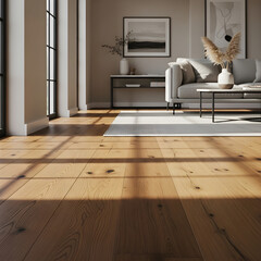 Stylish Modern Living Room with Hardwood Flooring and Sunlight