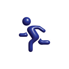 Blue running person icon symbolizing fitness and active lifestyle, isolated on white background