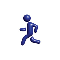 Blue Abstract Person Icon Running on White Background