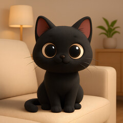 Fototapeta premium black cat sitting on a couch